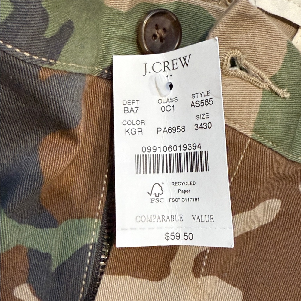 J. Crew Men's Green and Brown Cano pants 34x 30 - Picture 2 of 7